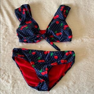Juicy Couture Cherry Print Bikini - Navy and Red